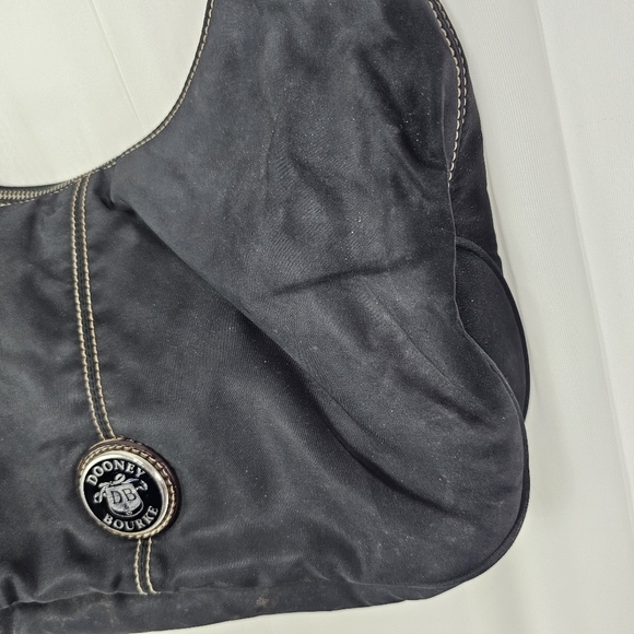 Dooney & Bourke Wayfarer vintage black nylon brown leather shoulder hobo bag - Picture 14 of 15
